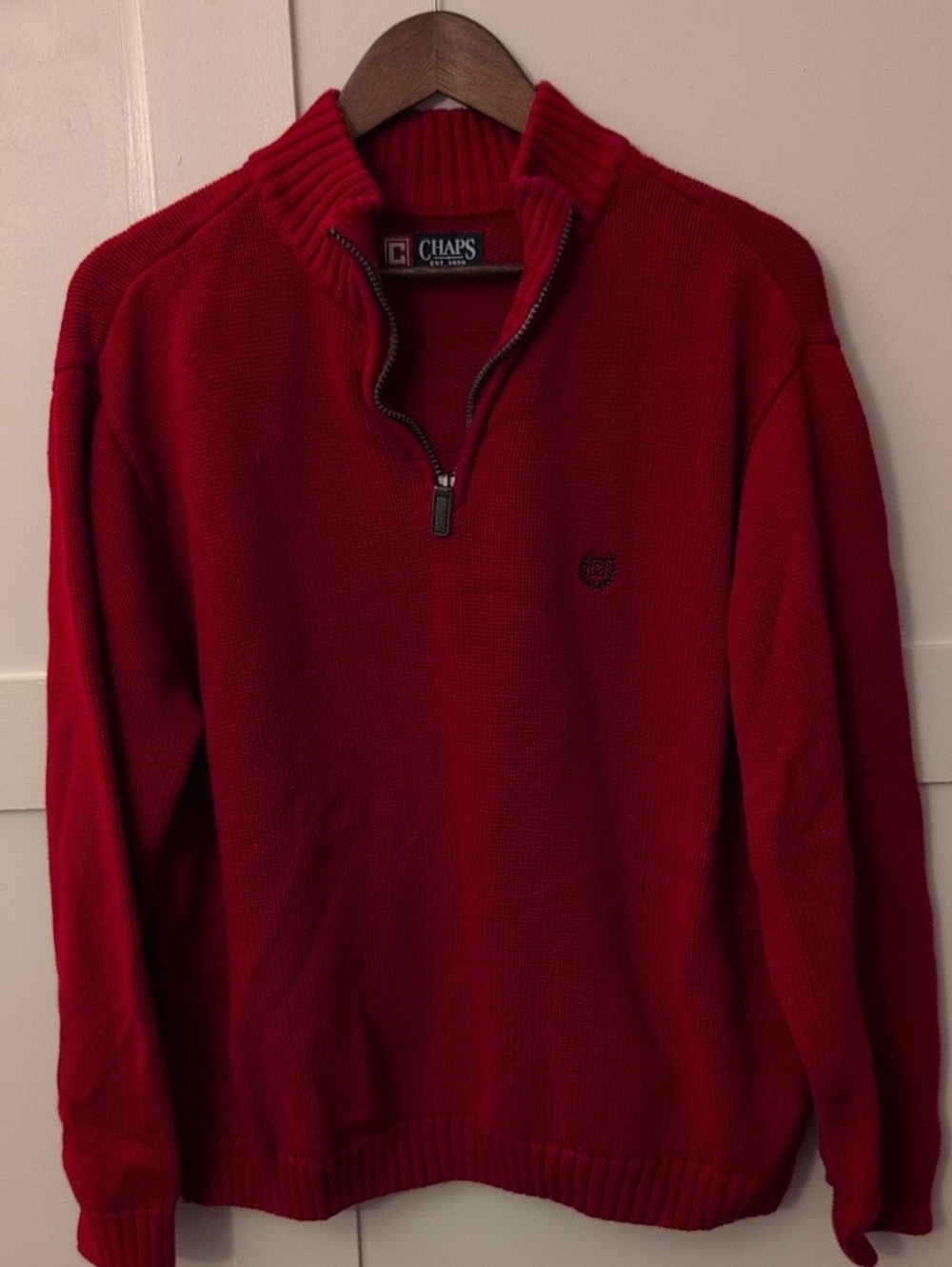 Chaps Men's Bright Red Half-Zip Sweater